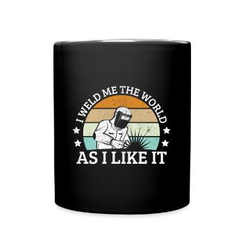 I Weld Me The World As I Like It Vintage Welder - Full Colour Mug - black - Front