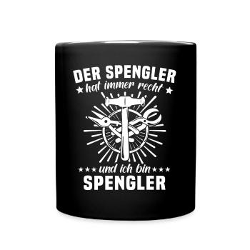 Spengler Bauspengler Karosseriespengler - Tasse einfarbig - Schwarz - Vorne