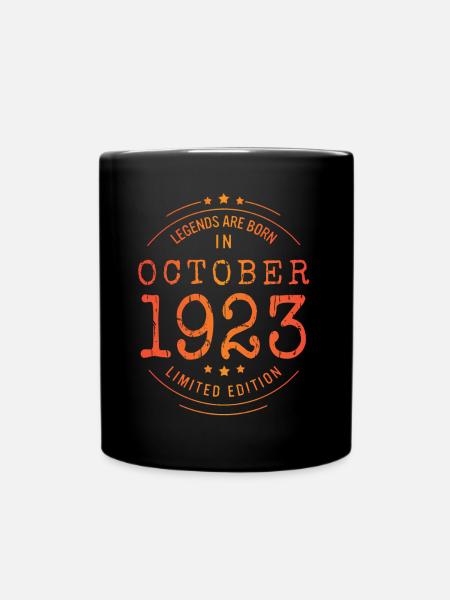 Geburtstag Oktober 1923 Limited Edition Vintage - Tasse einfarbig - Schwarz