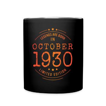 Anniversaire Octobre 1930 Edition Limitée Millésime - Mug uni - noir - Devant