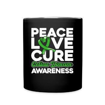 Celiac Awareness Green Ribbon Celiac Disease Überl - Full Colour Mug - black - Front