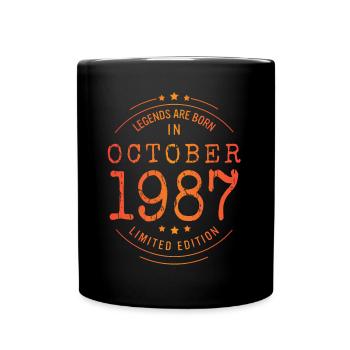 Birthday October 1987 Limited Edition Vintage - Full Colour Mug - black - Front