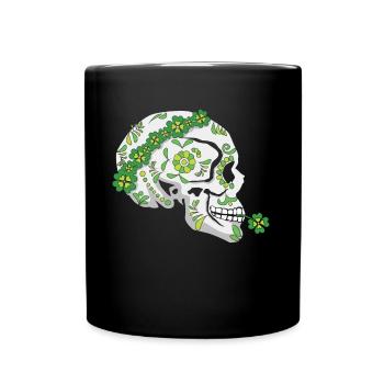 Blume Zuckerknochen Kleeblatt Saint Patrick Tag - Tasse einfarbig - Schwarz - Vorne