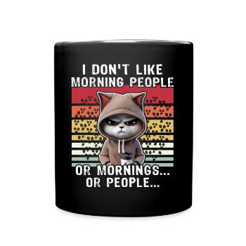 Morning People Cat Coffee - Mug uni - noir - Devant