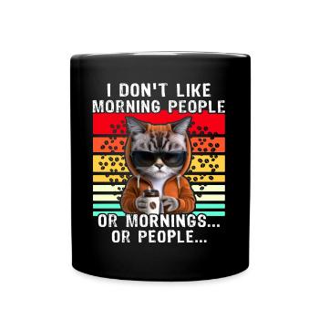 Morning People Cat Coffee - Mug uni - noir - Devant
