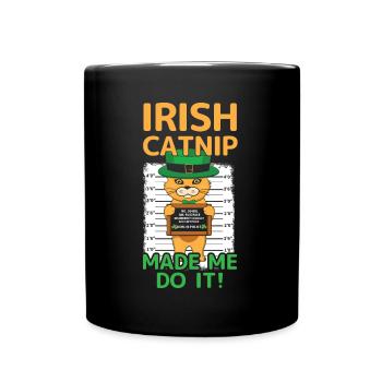 Angry Funny Cat Happy Saint Patrick Day - Full Colour Mug - black - Front