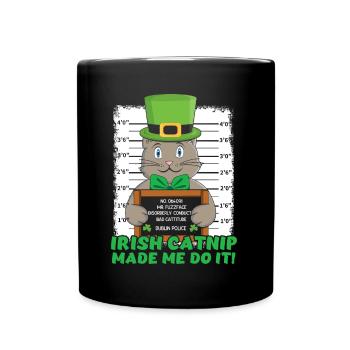 Angry Funny Irish Cat Happy Saint Patrick Day - Tasse einfarbig - Schwarz - Vorne