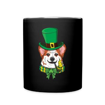 Cute Corgi Irish Happy Saint Patrick Day - Full Colour Mug - black - Front