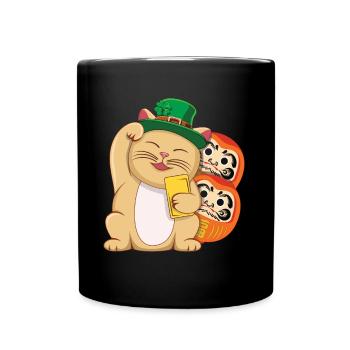 Glück Katze Happy Saint Patrick Tag - Tasse einfarbig - Schwarz - Vorne