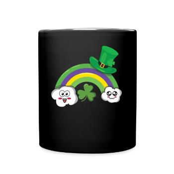 Kawaii Clouds Rainbow Happy Saint Patrick Day - Full Colour Mug - black - Front