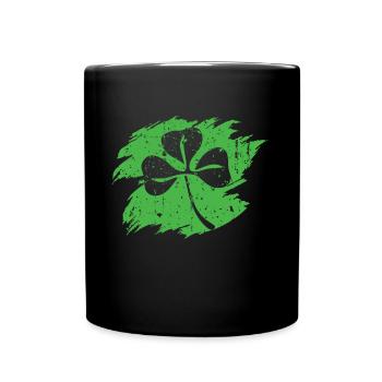 Shamrock Silhouette Luck Happy Saint Patrick Day - Full Colour Mug - black - Front