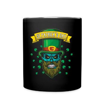 Knochenbärtiges irisches Kleeblatt Saint Patrick Tag - Tasse einfarbig - Schwarz - Vorne