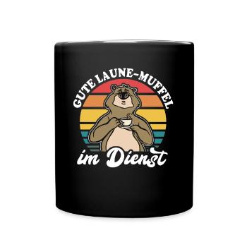 Bär Kaffee Bärchen - Tasse einfarbig - Schwarz - Vorne