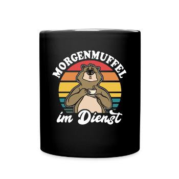 Bär Kaffee Bärchen Morgenmuffel - Tasse einfarbig - Schwarz - Vorne