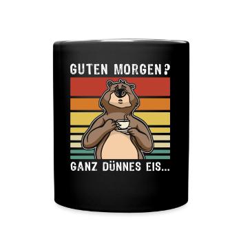 Bär Kaffee Bärchen - Tasse einfarbig - Schwarz - Vorne