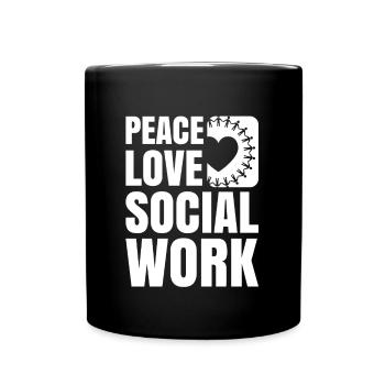 Peace Love Social Work for All Social Workers - Full Colour Mug - black - Front