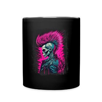 Synthwave Zombie Skull - Full Colour Mug - black - Front