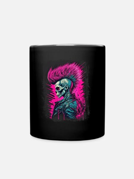 Synthwave Zombie Skull - Tasse einfarbig - Schwarz