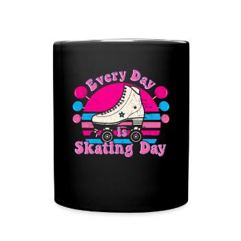 Every Day Is Skating Day Roller Skates Gift Idea - Full Colour Mug - black - Front