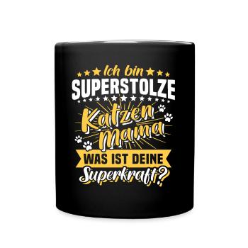 Katzenmama Katze Mama - Tasse einfarbig - Schwarz - Vorne
