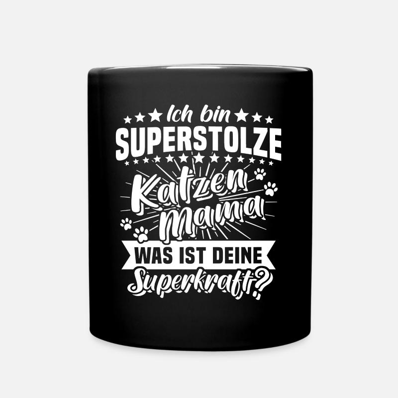 Katzen Mama Stolz Katzenmama - Tasse einfarbig - Schwarz
