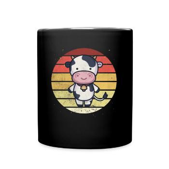Retro Vintage Adorable Animal Cute Cow - Tasse einfarbig - Schwarz - Vorne