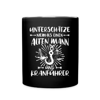 Kranfahrer Kranführer Kran Fahren - Tasse einfarbig - Schwarz - Vorne