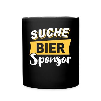 Bier Sponsor Trinksprüche Party - Tasse einfarbig - Schwarz - Vorne