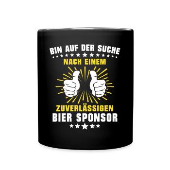 Bier Sponsor Trinksprüche Party - Tasse einfarbig - Schwarz - Vorne