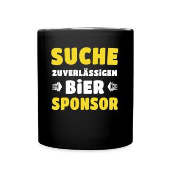 Bier Sponsor Trinksprüche Party - Tasse einfarbig - Schwarz - Vorne