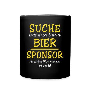 Bier Sponsor Trinksprüche Party - Tasse einfarbig - Schwarz - Vorne