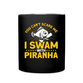 Ich schwamm mit Piranhas Amputierte Geschenk - Tasse einfarbig - Schwarz - Vorne