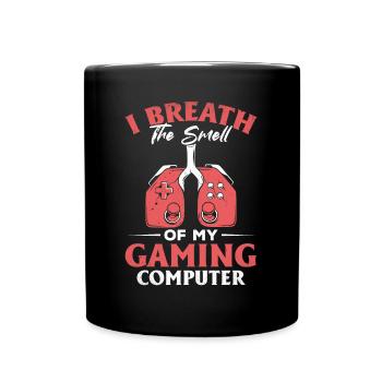 Gaming Computer Air Breathing | Saying for gamers - Full Colour Mug - black - Front