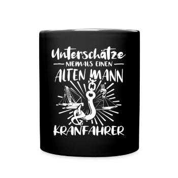 Kranfahrer Kran Kranfuehrer - Tasse einfarbig - Schwarz - Vorne