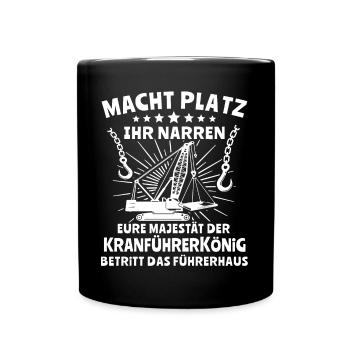 Kranfahrer Kranführer Kran - Tasse einfarbig - Schwarz - Vorne