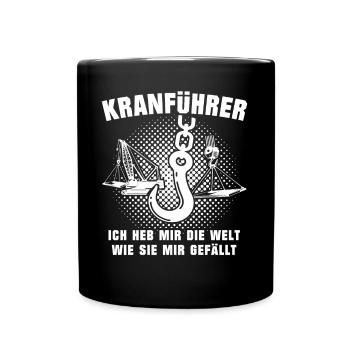 Kranfahrer Kranführer Kran - Tasse einfarbig - Schwarz - Vorne