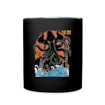 Coucher de soleil géant Cthulhu japonais - Mug uni - noir - Devant