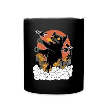 Coucher de soleil japonais Catzilla - Mug uni - noir - Devant
