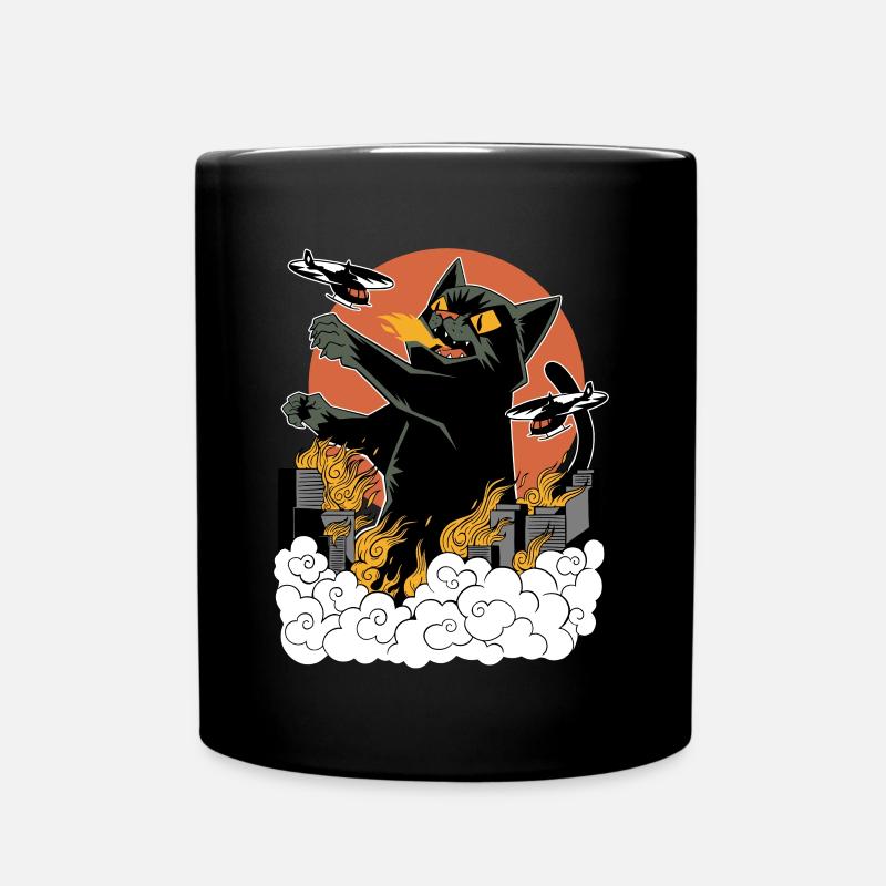 Japanische Sunset Catzilla - Tasse einfarbig - Schwarz