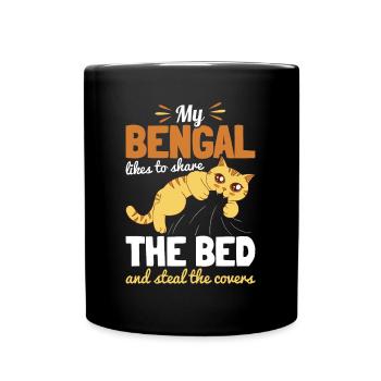 Bengal Katze Im Bett Katzenmama Katzenpapa Geschen - Tasse einfarbig - Schwarz - Vorne