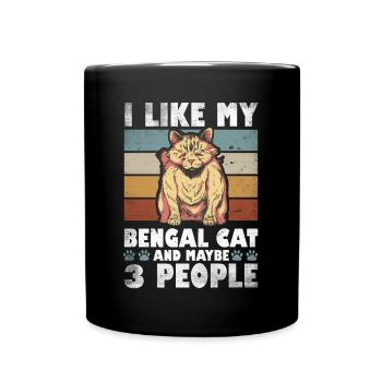J’aime mon chat Bengal et peut-être 3 personnes - Mug uni - noir - Devant