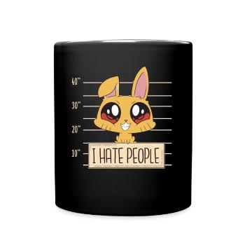 Hase I Hate People - Tasse einfarbig - Schwarz - Vorne