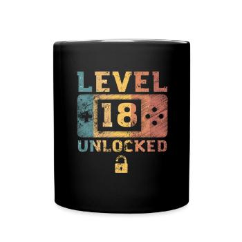 Level 18 unlocked 18. Geburtstag Geschenk Gamer - Tasse einfarbig - Schwarz - Vorne
