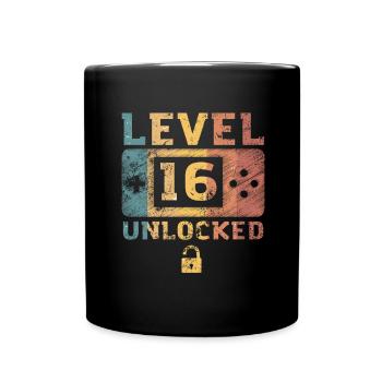 Level 16 unlocked 16. Geburtstag Geschenk Gamer - Tasse einfarbig - Schwarz - Vorne