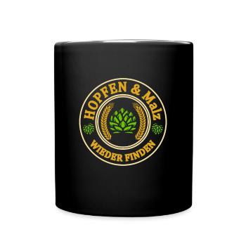 Hopfen und Malz wieder finden Biertrinker Geschenk - Tasse einfarbig - Schwarz - Vorne