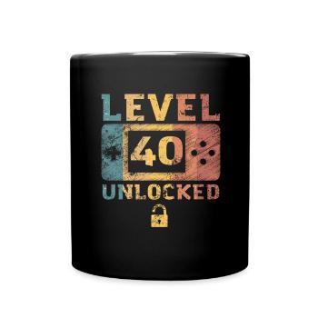 Level 40 unlocked 40. Geburtstag Geschenk Gamer - Tasse einfarbig - Schwarz - Vorne
