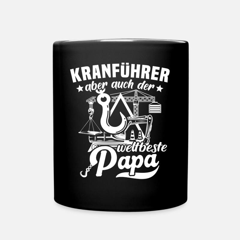 Kranfahrer Papa Kran - Tasse einfarbig - Schwarz