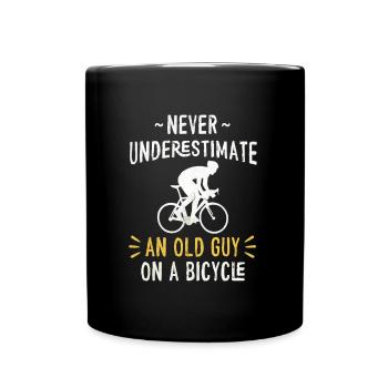 Never Underestimate The Old Guy On A Bicycle - Full Colour Mug - black - Front