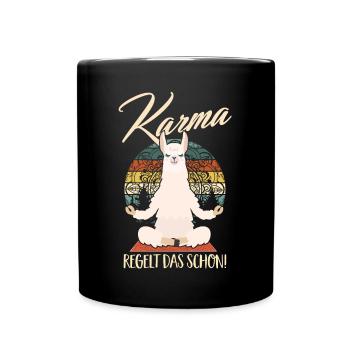 Karma Regelt Das Schon - Yoga Spruch Humor Namaste - Tasse einfarbig - Schwarz - Vorne