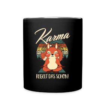 Karma Regelt Das Schon - Yoga Spruch Humor Namaste - Tasse einfarbig - Schwarz - Vorne